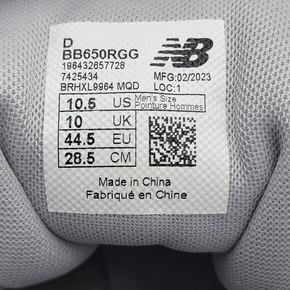 New Balance Men 650 Lifestyle sneakers Aluminum Rain Cloud BB650RGG Sz 10.5 main image 9